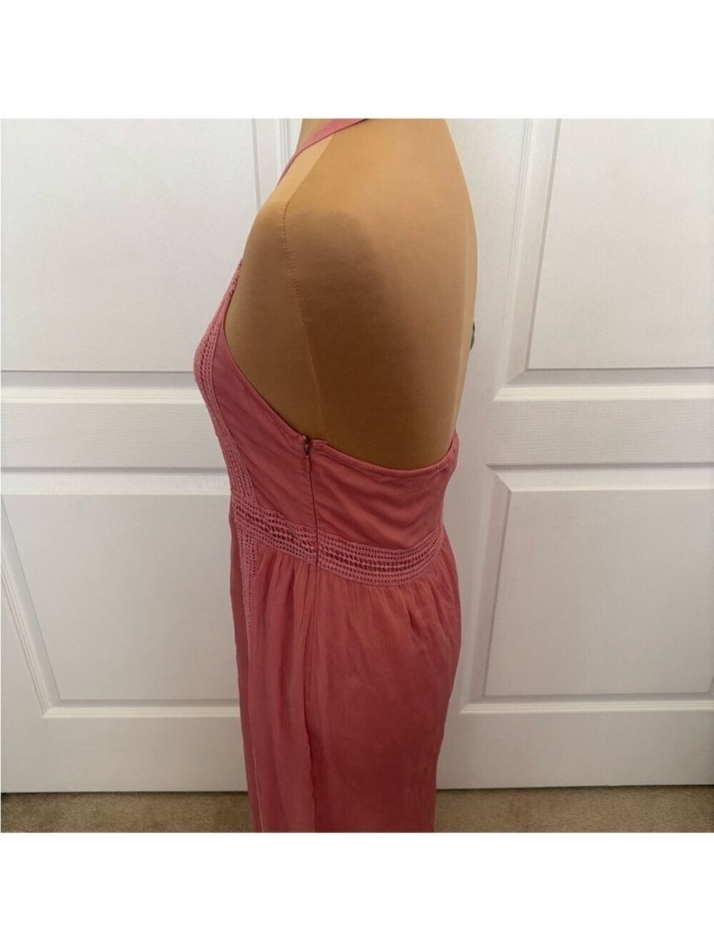 Roxy Pink Halter Maxi Dress Size 8 | Side Zip | EUC | Flowy & Feminine - Picture 10 of 14